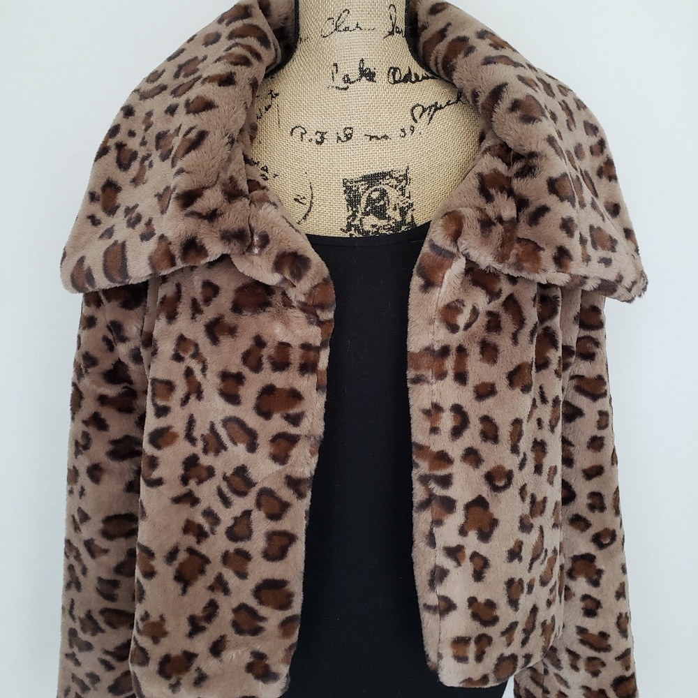 Cheetah Print Open Front Jacket - Picture 4 of 5